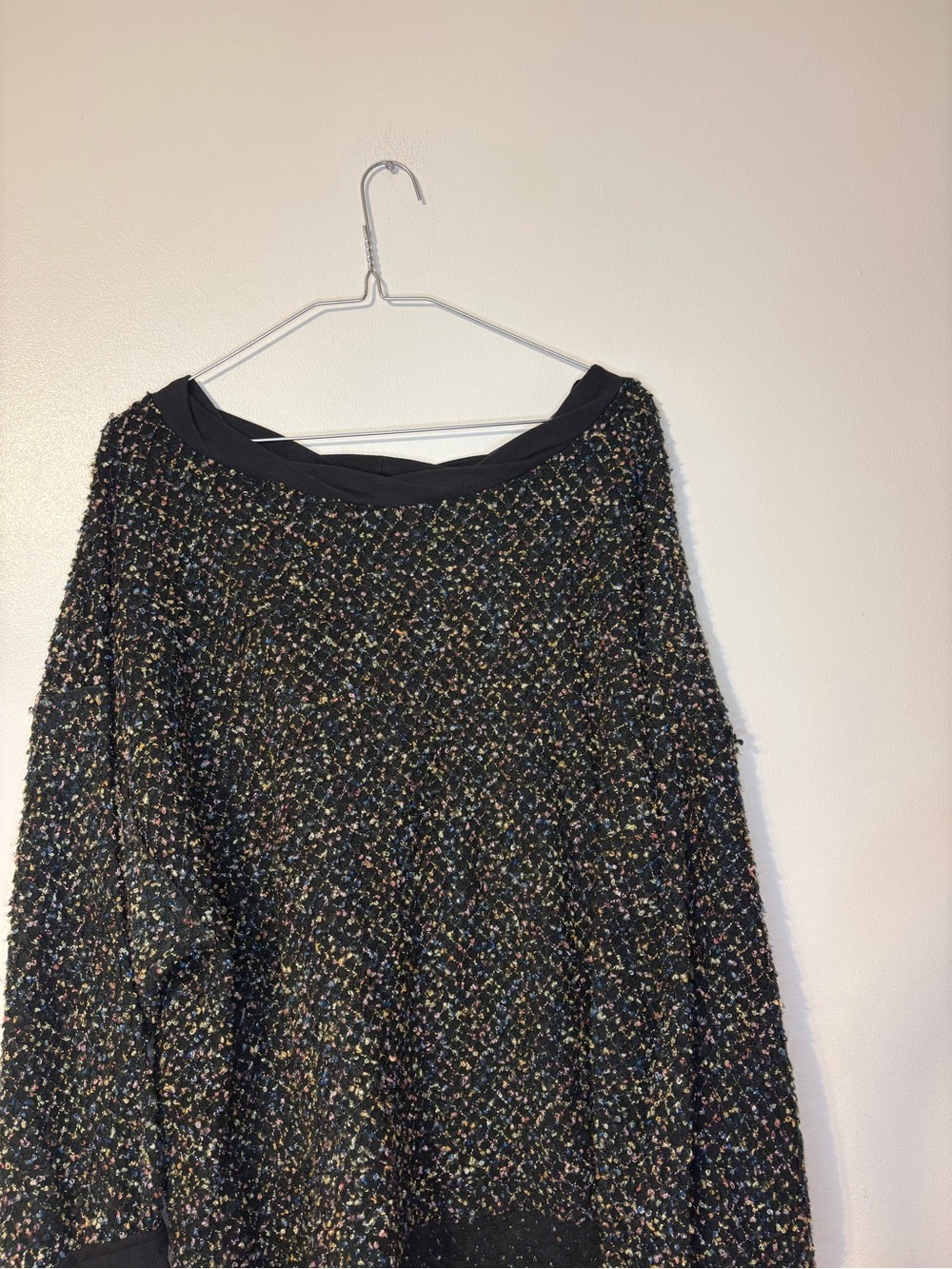 Umgee Black Multicolor Tweed Scoopneck Sweater